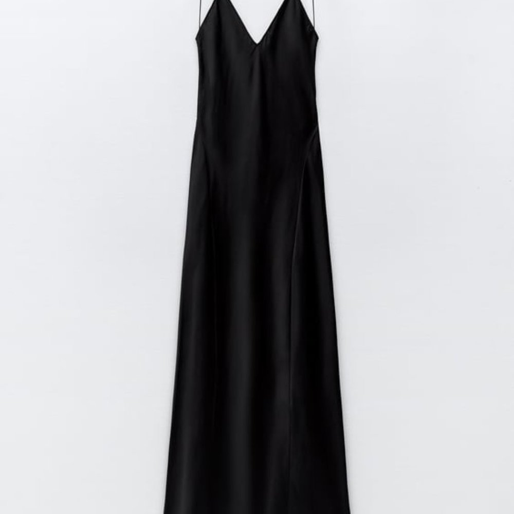 ZARA LONG SATIN DRESS - Picture 4 of 6